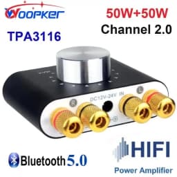 Woopker Digital Audio Amplifier X24 Tpa3116 50Wx2 Hifi Stereo Home Audio Receiver Power AMP Bluetooth 5.0 Sound Amplifiers