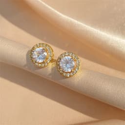 ZAKOL Simple White Color Small Stud Earrings For Women Wedding Elegant AAA Zircon Crystal Round Jewelry