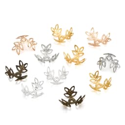 100pcs/lot 16x16mm Metallic KC Gold Three leaves Spacer Beads End Cap For DIY Jewelry Making Bracelet Findings Supplies