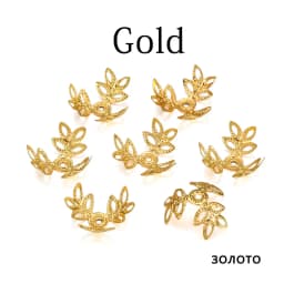 100pcs/lot 16x16mm Metallic KC Gold Three leaves Spacer Beads End Cap For DIY Jewelry Making Bracelet Findings Supplies