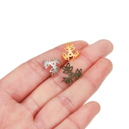 100pcs/lot 16x16mm Metallic KC Gold Three leaves Spacer Beads End Cap For DIY Jewelry Making Bracelet Findings Supplies