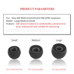 6Pcs Silicone WaterProof Ear Tips for Sony NW-WS413 WS414 Eartips WS625 WS623 SSE-BTR1 Earbuds Swimming Tips Soft Earplugs