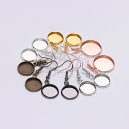 10pcs 10-25mm Tray Bezel Cabochon Earring Hook Blank Setting Round Pendant Ear Base Findings For DIY Glass Cameo Jewelry Making