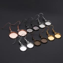 10pcs 10-25mm Tray Bezel Cabochon Earring Hook Blank Setting Round Pendant Ear Base Findings For DIY Glass Cameo Jewelry Making