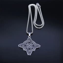 Witchcraft Celtic Witch Knot Pendant Necklace for Women Men Stainless Steel Slavic Protection Amulet Jewelry nudo de bruja N3380