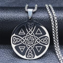 Witchcraft Celtic Witch Knot Pendant Necklace for Women Men Stainless Steel Slavic Protection Amulet Jewelry nudo de bruja N3380