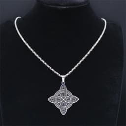 Witchcraft Celtic Witch Knot Pendant Necklace for Women Men Stainless Steel Slavic Protection Amulet Jewelry nudo de bruja N3380