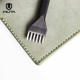 WUTA Leather Craft Chisel Hole Punch Tools 4mm 1+2+4+6 Set Diamond Point Black Pricking Iron Leather Stitching Tools