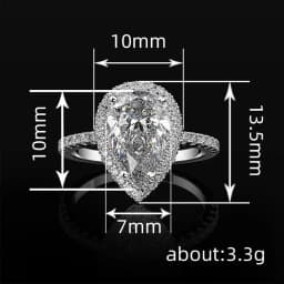 Huitan Hot Sale Water Drop Design Women Ring Micro Paved Crystal Zircon Elegant Bridal Wedding Engagement Jewelry Ring for Lover
