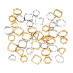 50pcs Two Hole CCB Love Heart Flower Circle Frame Beads Spacer Connectors for DIY Jewelry Making Necklace Bracelet Accessories