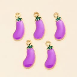 10Pcs 8x19mm Enamel Purple Eggplant Charms Pendant For DIY Jewelry Making Supplies Handmade Earrings Bracelets Accessories Craft