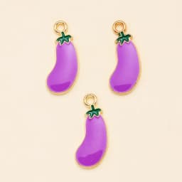 10Pcs 8x19mm Enamel Purple Eggplant Charms Pendant For DIY Jewelry Making Supplies Handmade Earrings Bracelets Accessories Craft