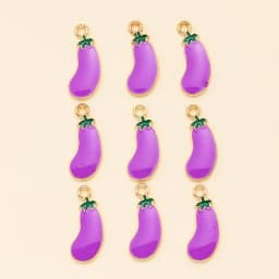 10Pcs 8x19mm Enamel Purple Eggplant Charms Pendant For DIY Jewelry Making Supplies Handmade Earrings Bracelets Accessories Craft