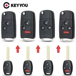 KEYYOU 2/3/4 Buttons Modified Remote Key Shell Fob Case For Honda Fit CRV Civic 2009 Insight Ridgeline HRV Jazz ACCORD jazz 2008