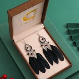 Black Long Bohemian Feather Earrings for Women Ethnic Unique Temperament Geometric Dangle Earrings Female Casual Jewelry