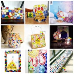 Mosaic Tiles for Crafts Blue Shine Assorted Color 50pcs Glass Glitter Mosaic Supplies Pieces Bulk Square Shape Home Decoration