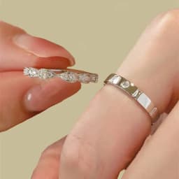 925 Sterling Silver Bow Couple Open Ring Wedding Proposal Ring Flash Diamond Men and Women Pair Ring New Fashion Jewelry Gift