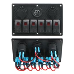 24V 12V 6 Buttons Switch Panel With Digital Voltmeter Tester USB Chargers 3.0 Light Toggle Car Power Adapter Marine Boat Caravan