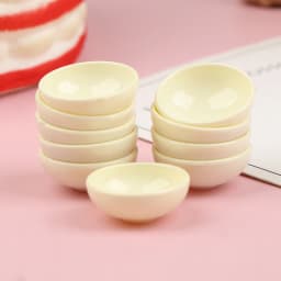 10pcs Dollhouse Miniature Bowl Dish Round Mini Cutlery Toy 1/12 Scale Doll House Kitchen Dinning Accessory
