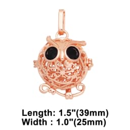 OCESRIO Retro Cute Owl Harmony Ball Pendant for Necklace Copper Gold Plated Wishing Ball Jewelry Making Supplies pdtb134