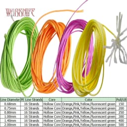 Warknife 16 Strands 10m/lot PE Braid Fishing Line Super Strong Hollow Core Rope for Jig Assist Hook Rigging Diving Spear Fishing
