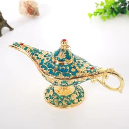 Large size Colorful Metal Genie Magic Lamp Retro Wishing Oil Lamp Pot Incense Burner Home Decor Collection Souvenir home decore