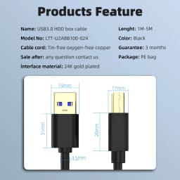 QGeeM Super Speed USB 3.0 Printer Cable USB 3.0 A to B Cables USB 3.0 Cable Extension Printer Wire Cable for HP Printer Core