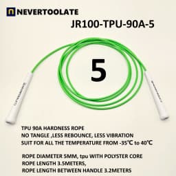 JR100 5 MM 6 mm diameter TPU (80A 90A) and PVC (80A) skip rope 15.5cm middle-long handle NEVERTOOLATE GOOD QUALITY