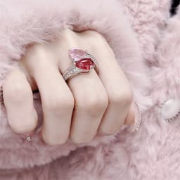 925 Sterling Silver Luxury Sparkling Zircon Pink Gemstone Ring for Ladies Party Adjustable Ring Reception Jewelry Gift