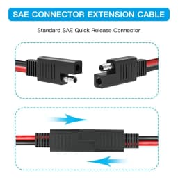 DIY SAE Single Head Cable SAE Single Ended Extension Cable 18AWG 14AWG 12AWG 10AWG 15CM 30CM for Automobile Solar Panel