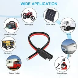 DIY SAE Single Head Cable SAE Single Ended Extension Cable 18AWG 14AWG 12AWG 10AWG 15CM 30CM for Automobile Solar Panel