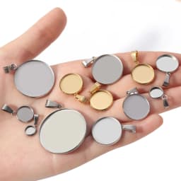 High Quality 6-30mm Stainless Steel Cabochon Base Bezel For Jewelry Making Blank Trays Pendant Settings With Clasps DIY Necklace