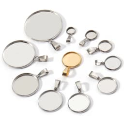 High Quality 6-30mm Stainless Steel Cabochon Base Bezel For Jewelry Making Blank Trays Pendant Settings With Clasps DIY Necklace