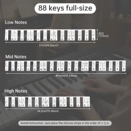 Free Paste Overlay Type 61 / 88 Keys Piano Note Marker Silicone Strips for Beginners / Kids, No Glue Practice Sticker