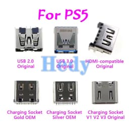 1PC Video Interface Jack Connector HDMI-Compatible For PS5 Console 3.0 2.0 USB Socket TV interface Charging SocketV1 V2 V3