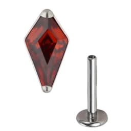 ASTM F136 Titanium rhombus EAR PIERC Zircon Paved Top Thread ear rings Cartilage Tragus Earrings Lip Stud Helix Piercing Jewelry