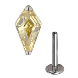ASTM F136 Titanium rhombus EAR PIERC Zircon Paved Top Thread ear rings Cartilage Tragus Earrings Lip Stud Helix Piercing Jewelry