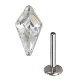ASTM F136 Titanium rhombus EAR PIERC Zircon Paved Top Thread ear rings Cartilage Tragus Earrings Lip Stud Helix Piercing Jewelry