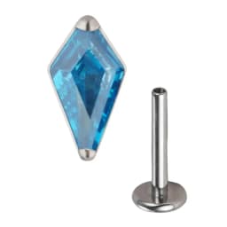 ASTM F136 Titanium rhombus EAR PIERC Zircon Paved Top Thread ear rings Cartilage Tragus Earrings Lip Stud Helix Piercing Jewelry