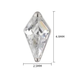 ASTM F136 Titanium rhombus EAR PIERC Zircon Paved Top Thread ear rings Cartilage Tragus Earrings Lip Stud Helix Piercing Jewelry