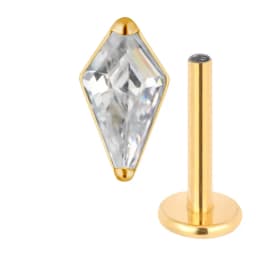 ASTM F136 Titanium rhombus EAR PIERC Zircon Paved Top Thread ear rings Cartilage Tragus Earrings Lip Stud Helix Piercing Jewelry