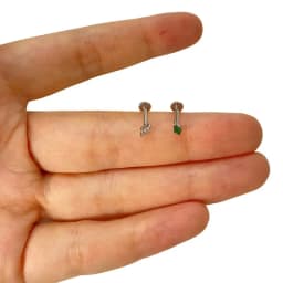 ASTM F136 Titanium rhombus EAR PIERC Zircon Paved Top Thread ear rings Cartilage Tragus Earrings Lip Stud Helix Piercing Jewelry