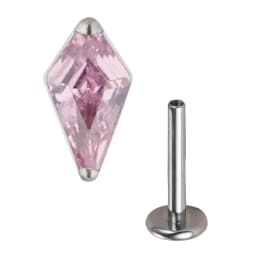 ASTM F136 Titanium rhombus EAR PIERC Zircon Paved Top Thread ear rings Cartilage Tragus Earrings Lip Stud Helix Piercing Jewelry