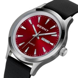 BERNY Men Watch Luminous Week Date Calendar Quartz watches for Men Stainless Steel Soft Silicone Dress Business Wristwatch
