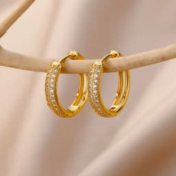 Zircon Snowflake Earrings For Women Gold Color Stainless Steel Flower Geometric Hoop Earring Aesthetic Luxury Wedding Jewerly