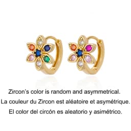 Zircon Snowflake Earrings For Women Gold Color Stainless Steel Flower Geometric Hoop Earring Aesthetic Luxury Wedding Jewerly