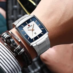REWARD Fashion Watches Men Top Luxury Brand Square Blue Men's Wristwatch Stainless Steel Waterproof Quartz Clock Male