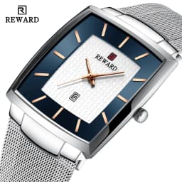 REWARD Fashion Watches Men Top Luxury Brand Square Blue Men's Wristwatch Stainless Steel Waterproof Quartz Clock Male
