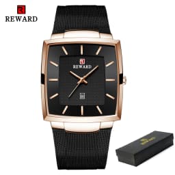 REWARD Fashion Watches Men Top Luxury Brand Square Blue Men's Wristwatch Stainless Steel Waterproof Quartz Clock Male