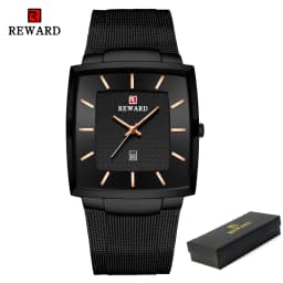 REWARD Fashion Watches Men Top Luxury Brand Square Blue Men's Wristwatch Stainless Steel Waterproof Quartz Clock Male